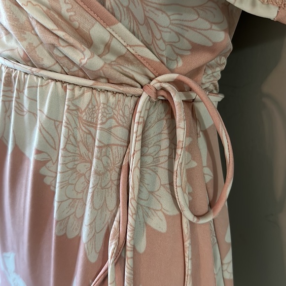 Beautiful pink blush floral cross tie Long maxi Dress size small - Picture 5 of 11